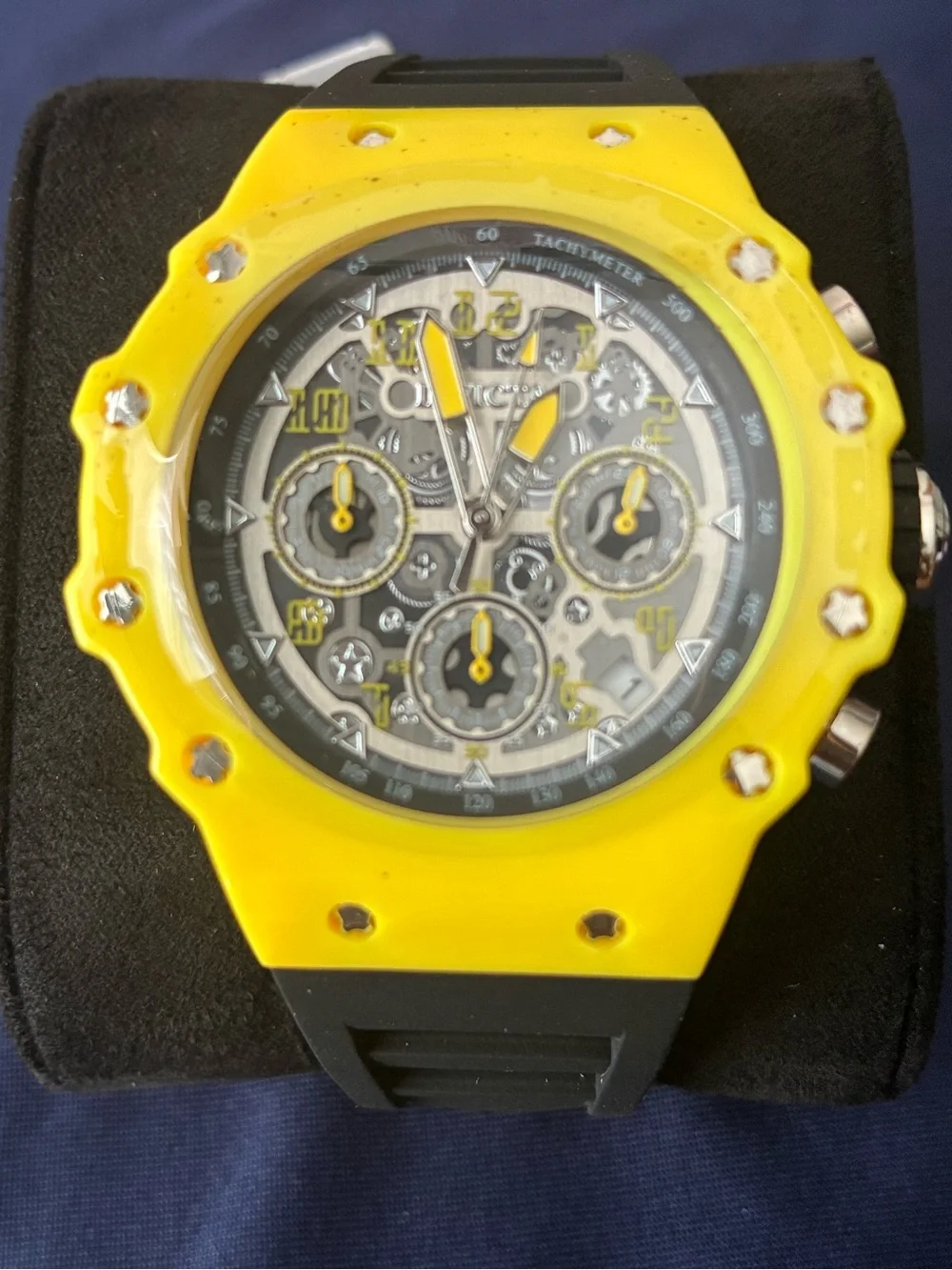 Invicta Yellow Bezel Chronograph with Black Strap